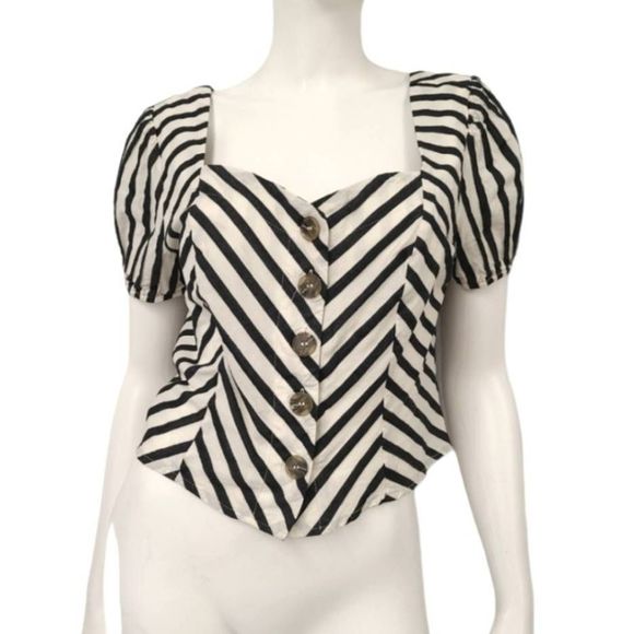 june & hudson Tops - June & Hudson Striped Crop Summer Top M